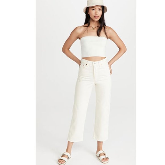 Levi’s Ribcage Straight Ankle Ecru Chasing Rainbows - Picture 1 of 16